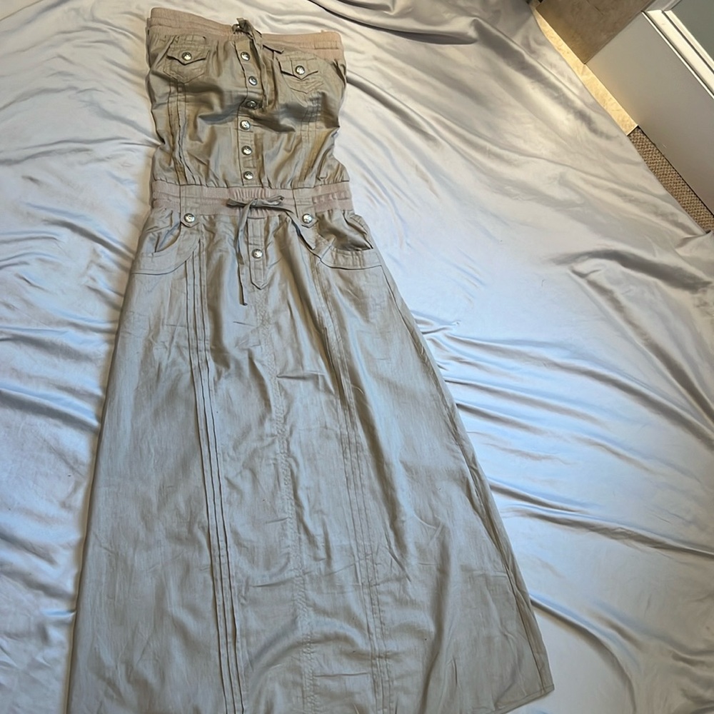 Strapless Linen Blend Maxi Dress Summer must have